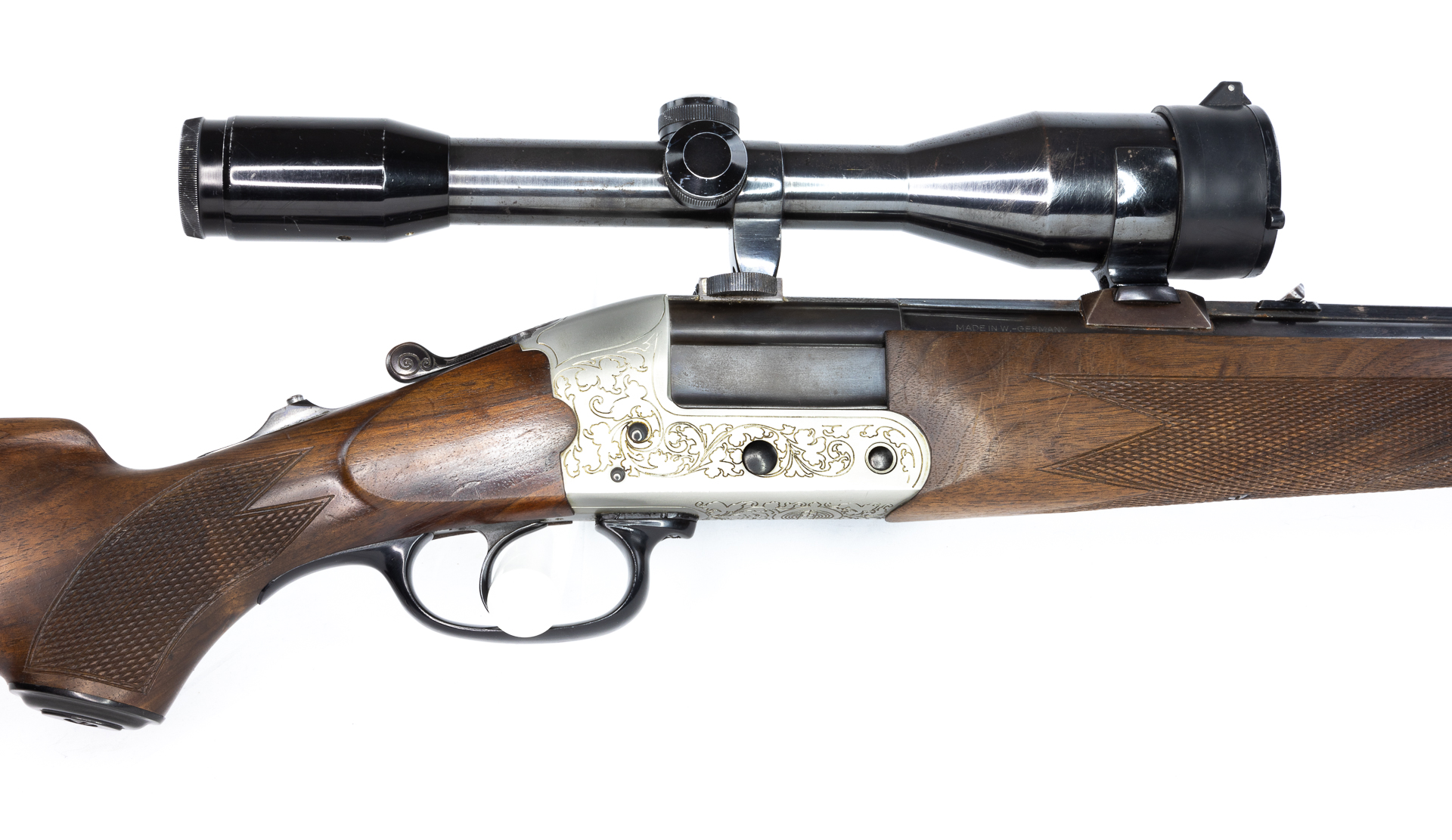 gebr. HEYM Mod. 22S mit Umschaltung, mit montierten SWAROVSKI Habicht 6x42S Abs. 4A 16/70, .222 Rem. Zustand: Gut 