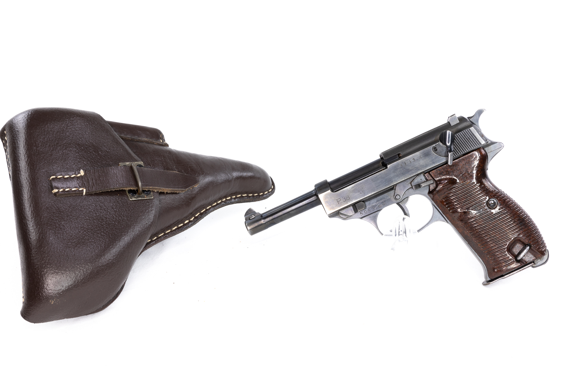 gebr. WALTHER P38 byf43, Fertigung Mauser Werke mit Ledertasche, Zustand: Sehr gut