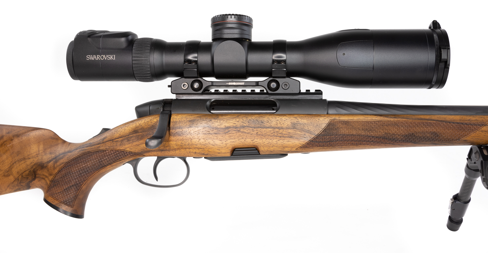 gebr. STEYR SM12 Goiserer mit Innomount mont. SWAROVSKI DS 5-25x52P und Bone Carbon-Zweibein, .308 Win. Zustand: Sehr gut