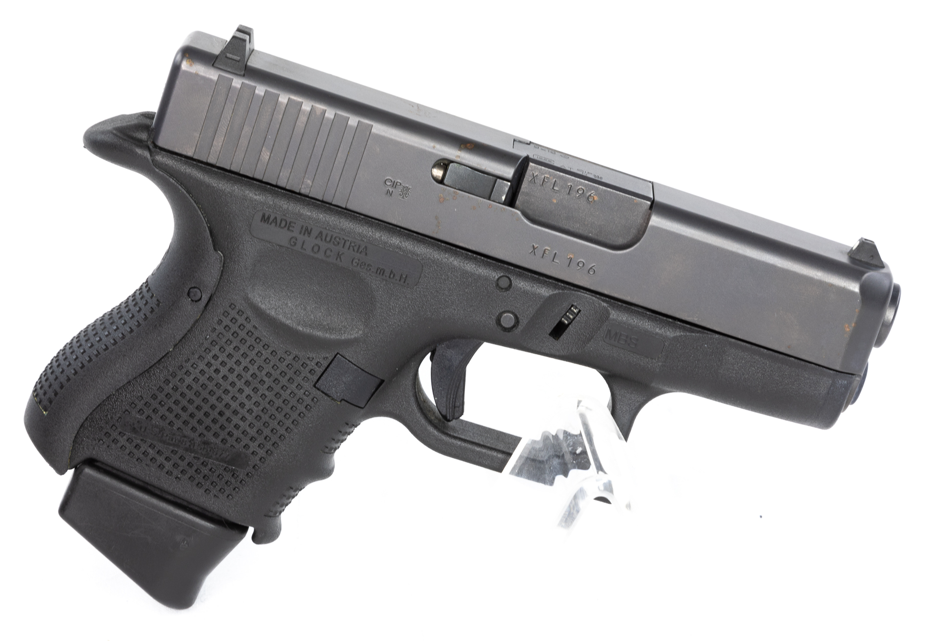 gebr. GLOCK 26 Gen. 4 im Originalkoffer mit Reservemagazin und verlängertem Verschlussfanghebel, Zustand: Sehr gut, NPR: € 825,00